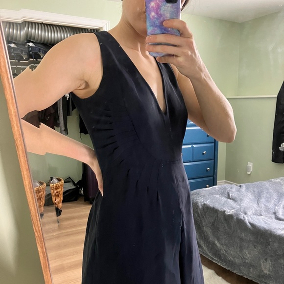 Valentino 100% silk navy midi dress size 4 - Picture 4 of 17